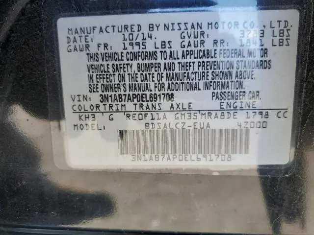 2014 NISSAN SENTRA S  