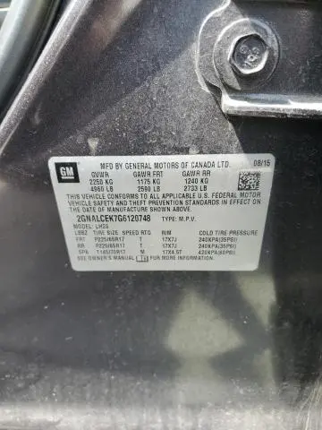 2016 CHEVROLET EQUINOX LT  
