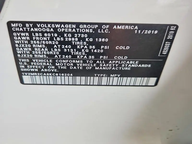2019 VOLKSWAGEN ATLAS SEL  