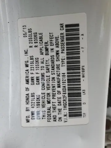 2013 HONDA ACCORD EXL  