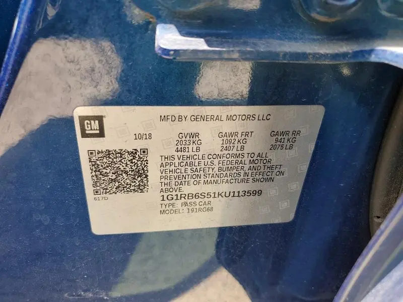 2019 CHEVROLET VOLT PREMIER  