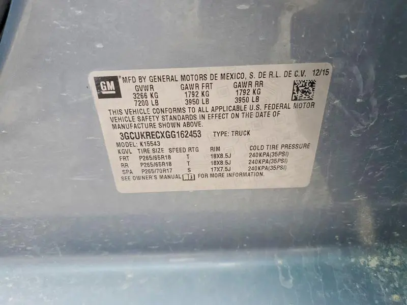 2016 CHEVROLET SILVERADO K1500 LT  