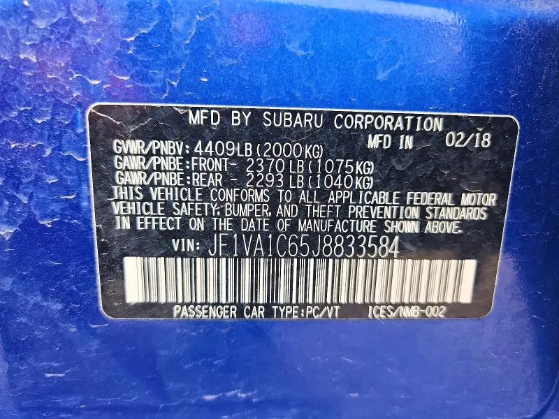 2018 SUBARU WRX PREMIUM  