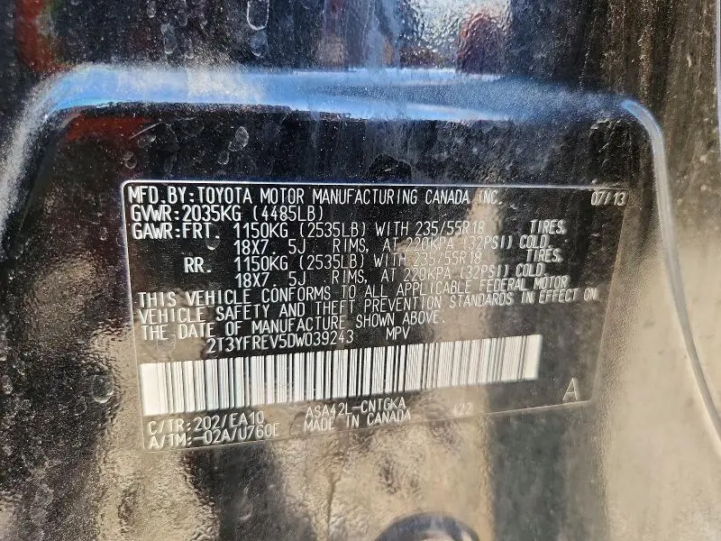 2013 TOYOTA RAV4 LIMITED  