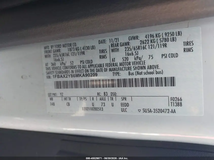 2021 FORD TRANSIT-350 PASSENGER VAN XL/XLT