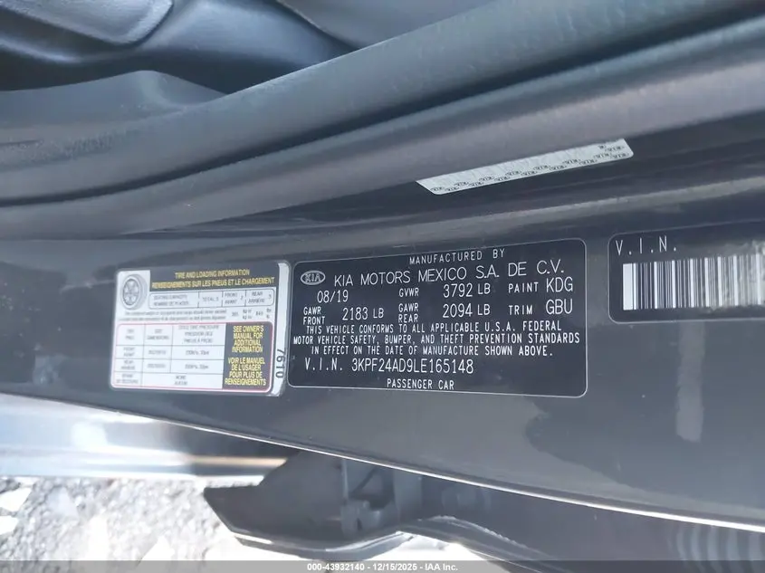 2020 KIA FORTE LXS