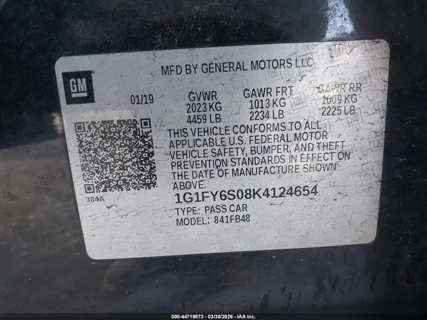2019 CHEVROLET BOLT EV LT