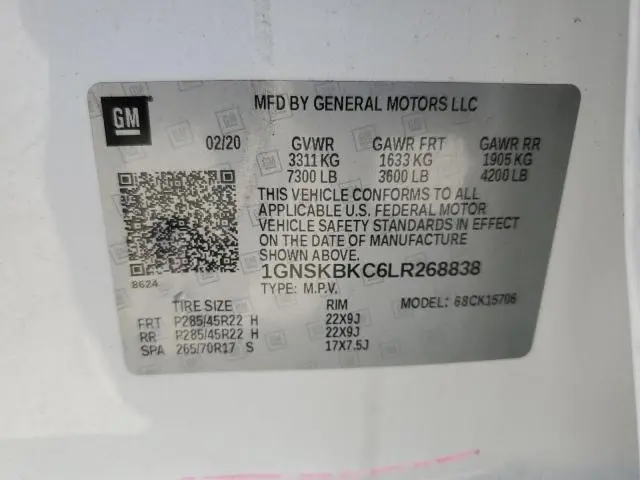 2020 CHEVROLET TAHOE K1500 LT  