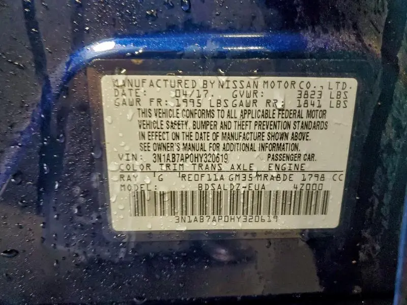 2017 NISSAN SENTRA S  