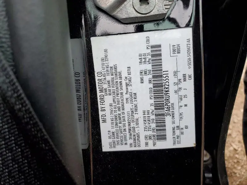 2019 FORD FUSION TITANIUM  