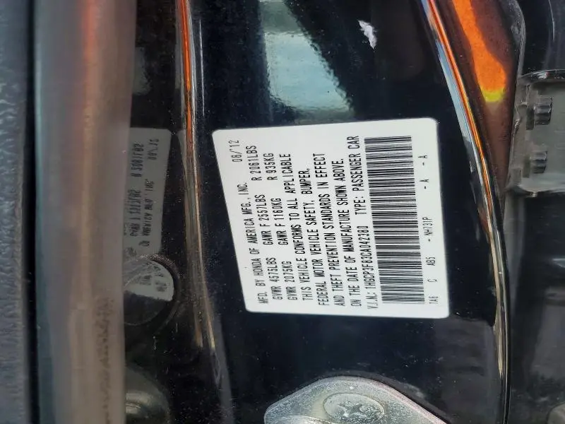 2012 HONDA ACCORD EXL  