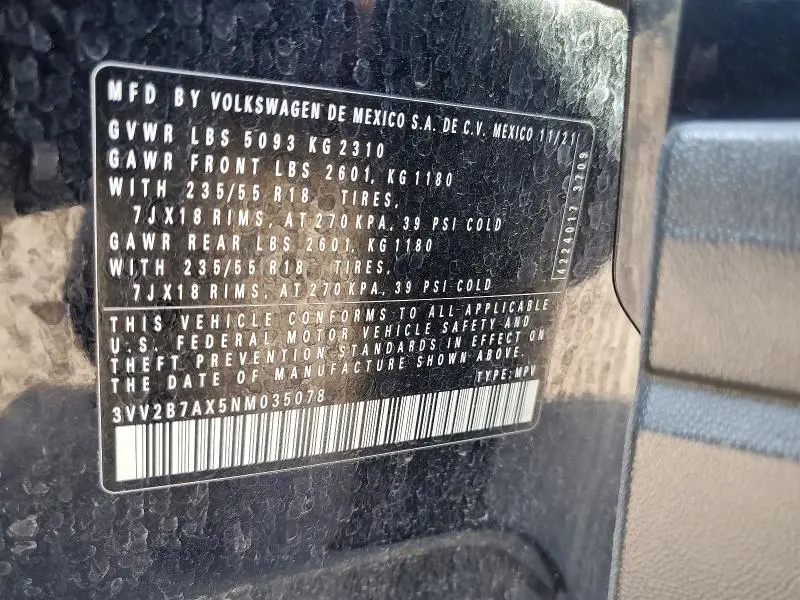 2022 VOLKSWAGEN TIGUAN SE  