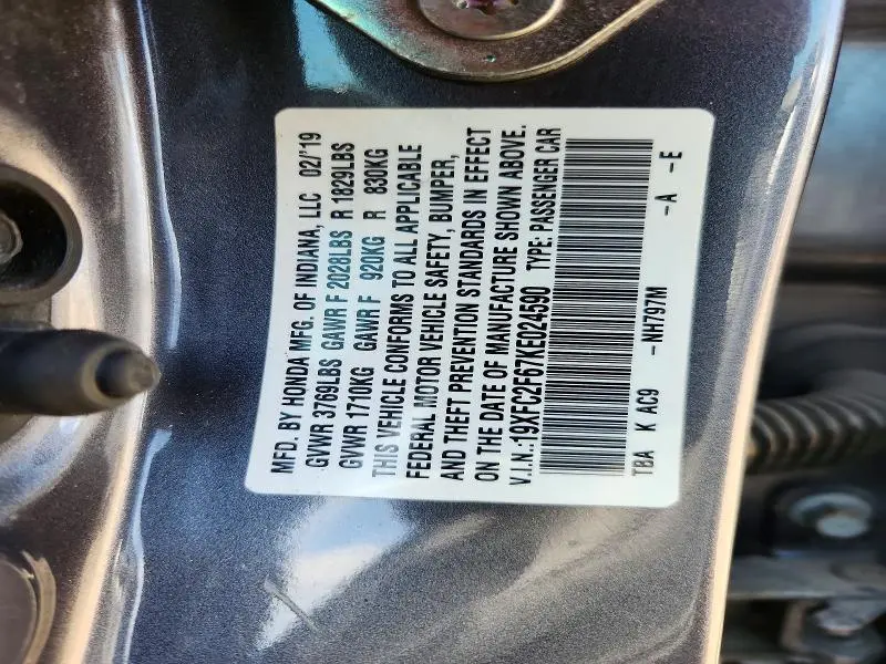 2019 HONDA CIVIC LX  