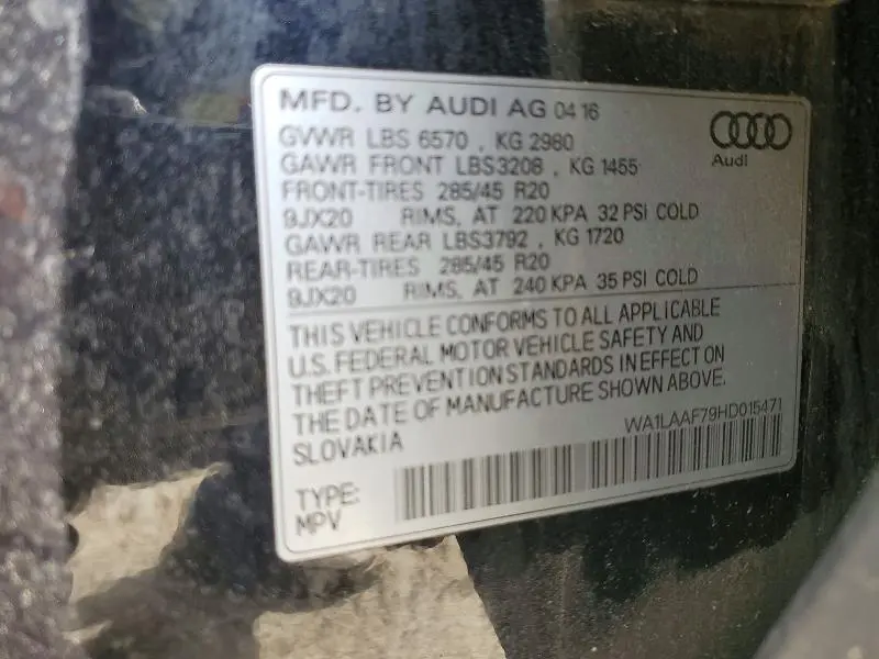 2017 AUDI Q7   