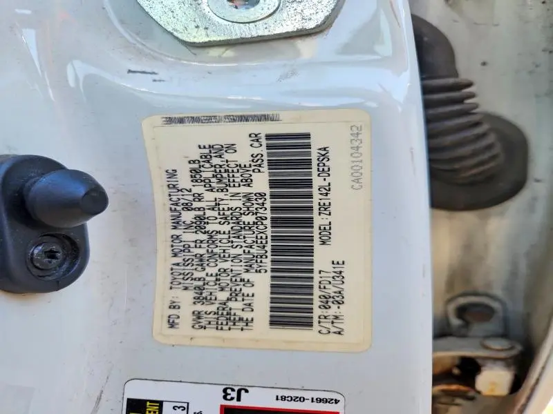 2012 TOYOTA COROLLA S  