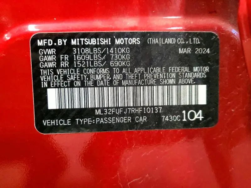 2024 MITSUBISHI MIRAGE G4 ES  