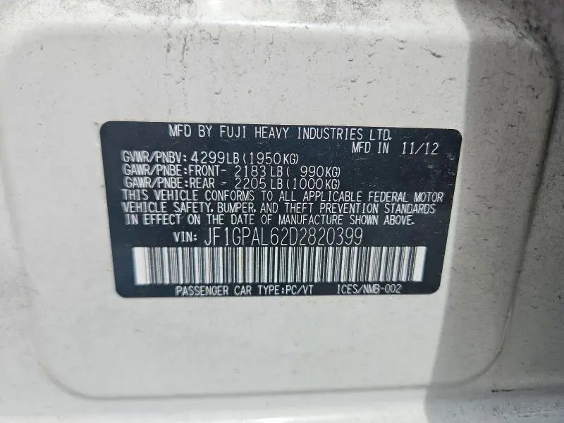 2013 SUBARU IMPREZA SPORT PREMIUM  