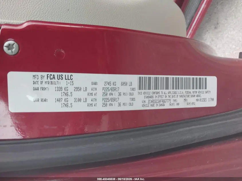 2015 DODGE GRAND CARAVAN SXT