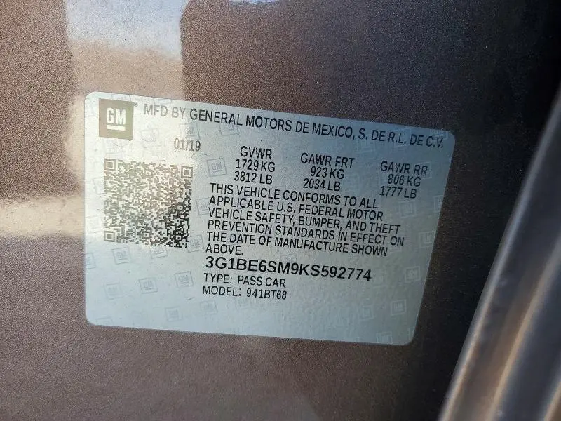 2019 CHEVROLET CRUZE LT  