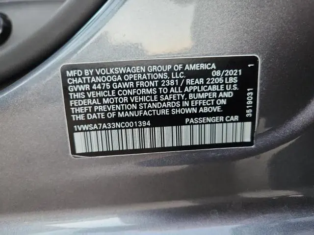 2022 VOLKSWAGEN PASSAT SE  