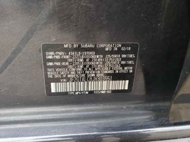 2018 SUBARU CROSSTREK LIMITED  