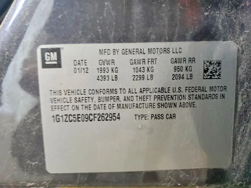 2012 CHEVROLET MALIBU 1LT  