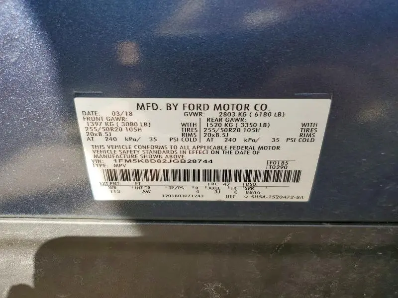 2018 FORD EXPLORER XLT  