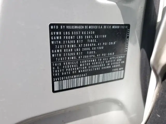 2019 VOLKSWAGEN TIGUAN SE  