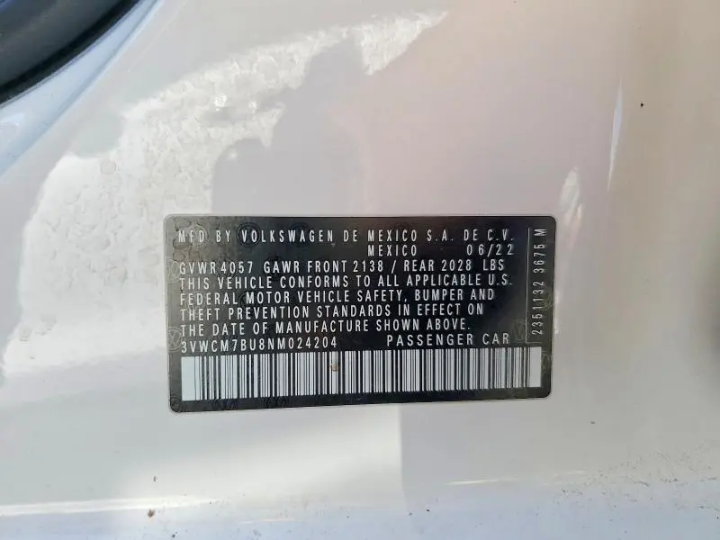 2022 VOLKSWAGEN JETTA S  