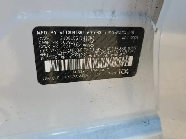 2022 MITSUBISHI MIRAGE G4 ES  