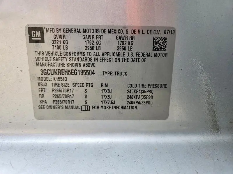 2014 CHEVROLET SILVERADO K1500 LT  