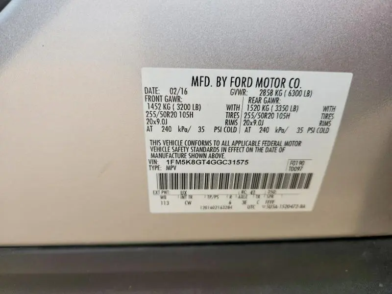 2016 FORD EXPLORER SPORT  