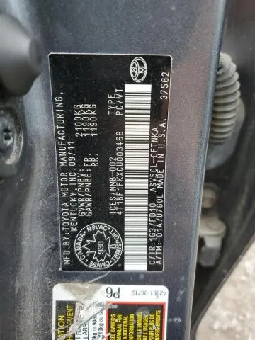 2012 TOYOTA CAMRY BASE  