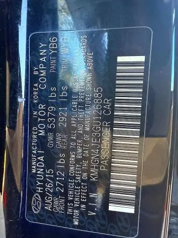 2016 HYUNDAI GENESIS 3.8L  