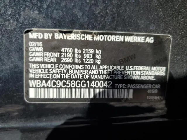 2016 BMW 428 XI GRAN COUPE SULEV  