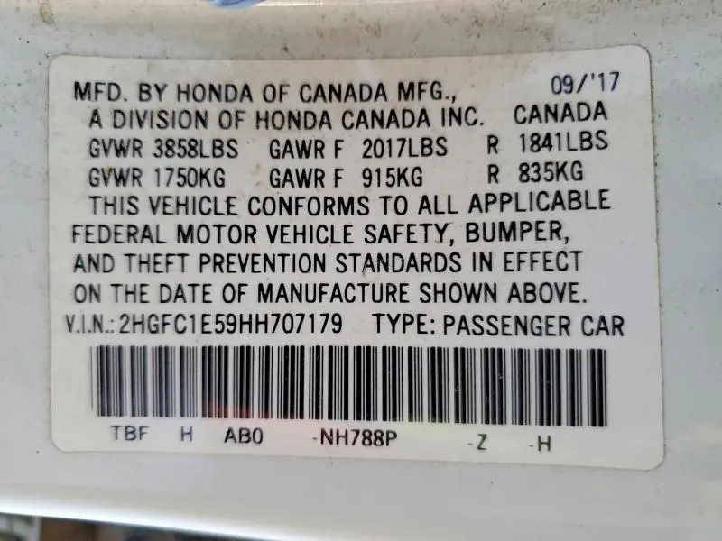 2017 HONDA CIVIC SI  