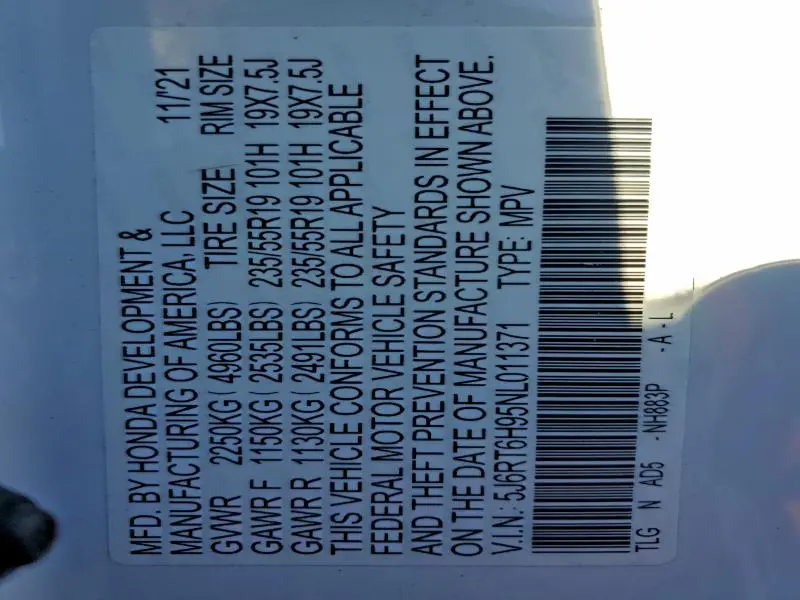 2022 HONDA CR-V TOURING  