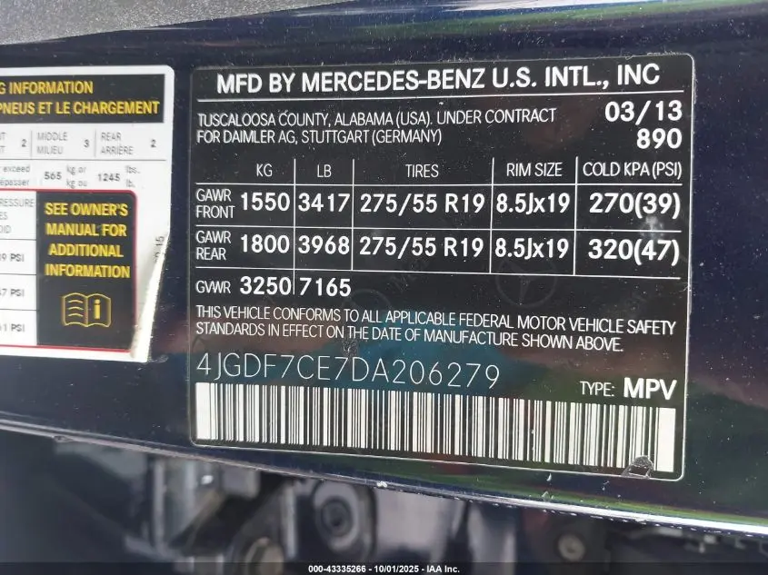 2013 MERCEDES-BENZ GL 450 4MATIC