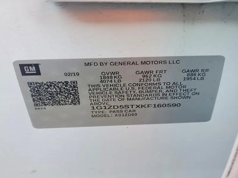 2019 CHEVROLET MALIBU LT  