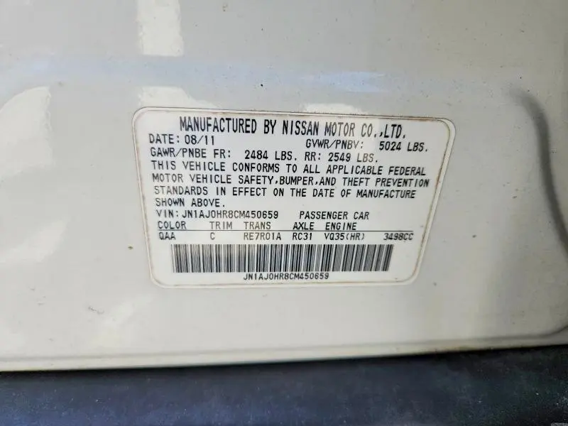 2012 INFINITI EX35 BASE  