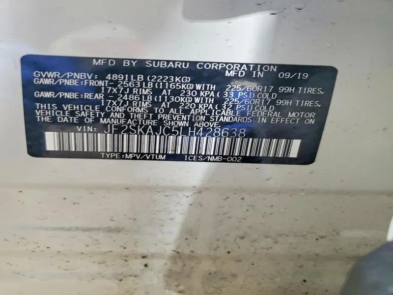 2020 SUBARU FORESTER PREMIUM  