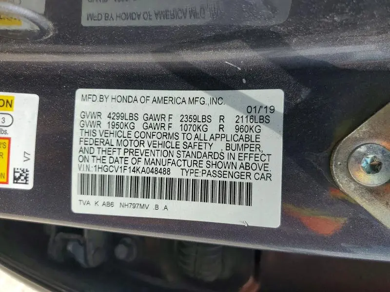 2019 HONDA ACCORD LX  
