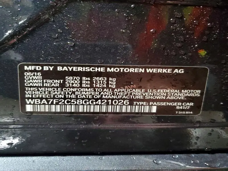 2016 BMW 750 XI  