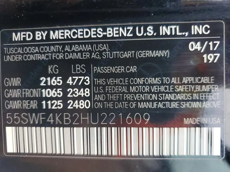 2017 MERCEDES-BENZ C 300 4MATIC  