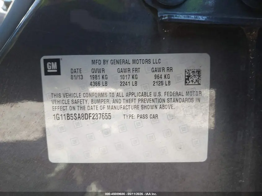 2013 CHEVROLET MALIBU 1LS