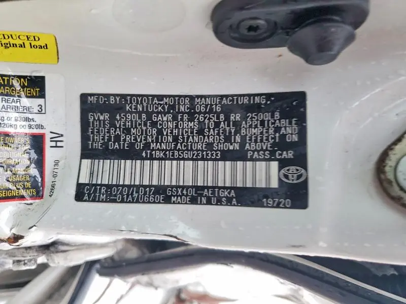 2016 TOYOTA AVALON XLE  