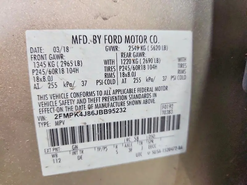 2018 FORD EDGE SEL  