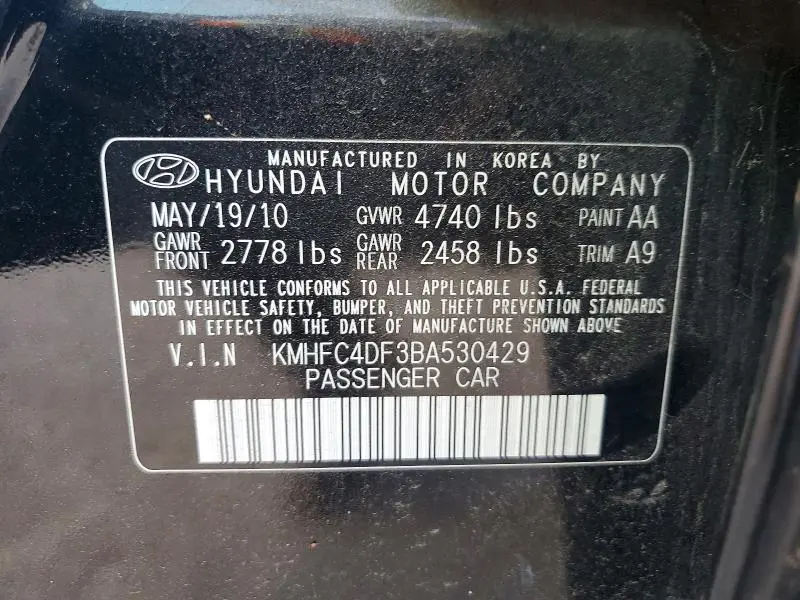 2011 HYUNDAI AZERA LIMITED  