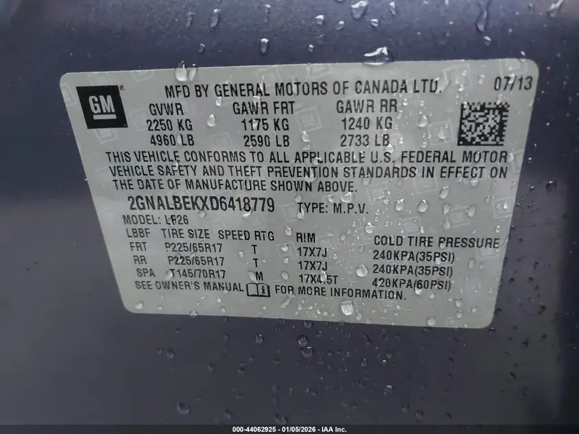 2013 CHEVROLET EQUINOX LS