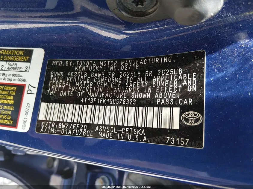 2016 TOYOTA CAMRY SE